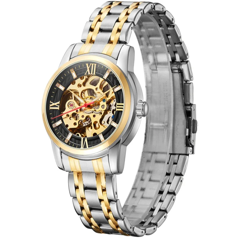 KENNETH SCOTT Kenneth Scott K22311-TBTB Men's Mechanical Display Watch & Stainless Steel Strap Gold