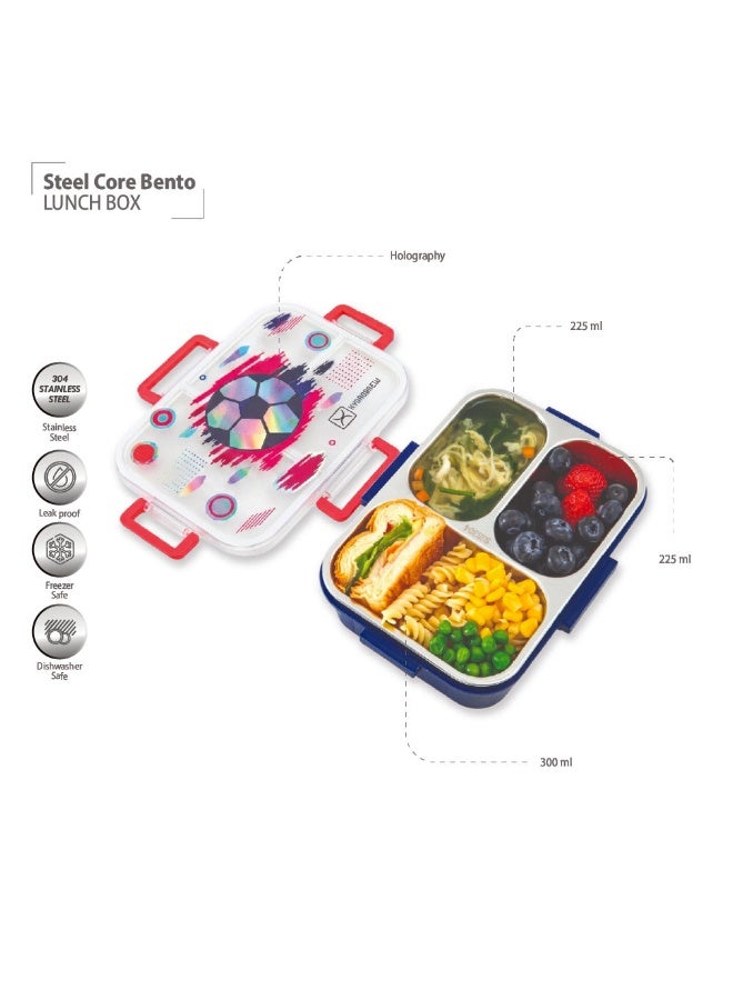 HydroBrew Steel Core Bento Lunch Box 3 Compartment 750ml – Champion navy - Image 3