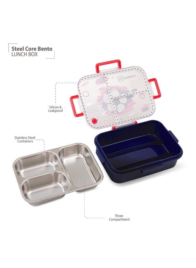 HydroBrew Steel Core Bento Lunch Box 3 Compartment 750ml – Champion navy - Image 2