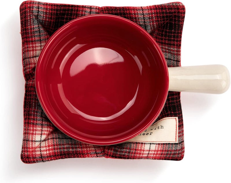 DEMDACO Filled with cheer Red and Cream 18 Ounce Stoneware Christmas Soup Crock and Bowl Cozy - Image 4