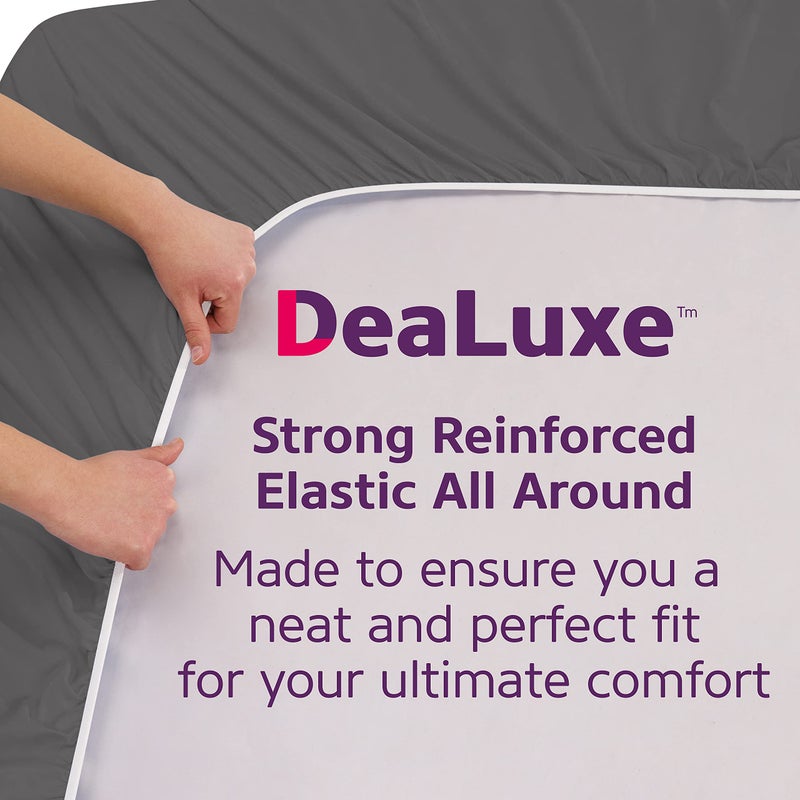DeaLuxe Kids Twin Fitted Sheet Only - Real 16  Twin Deep Pocket Fitted Sheet Fit Perfectly 14 -18  Deep Mattress & Toppers - Lovely Twin Fitted Sheets - 1 Piece Fitted Bed Sheets Fitted Sheet Twin Dark Grey - Image 4