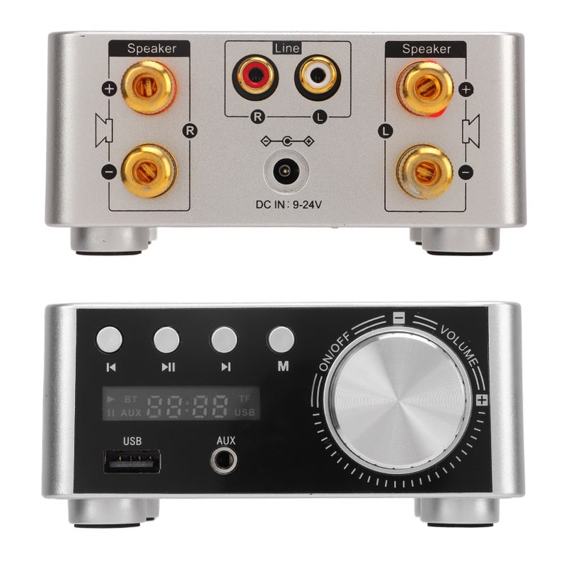Bluetooth Amplifier Silver Mini Bluetooth 5.0 Digital Amplifier HiFi Stereo Class D Audio Amp Wireless Receiver - Image 3