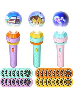 Generic 3 Sides 24 Patterns Flash Light Torch for Kids Projection Torch Story Education Learning Night Light Before Going to Bed (purple).  - Image 1