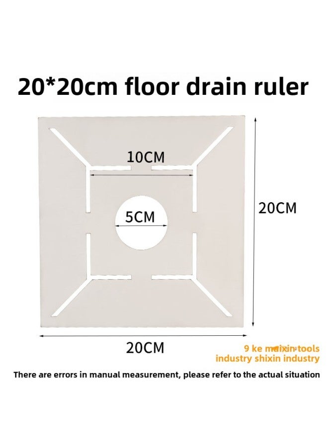 Flower-shaped Floor Drain Ruler Multi-functional Design Tile Measuring Locator Thickened Stainless Steel Special-shaped Angle Ruler Bricklayer Tools-Model:Stainless Steel (20x 20cm)50 Holes - Image 1