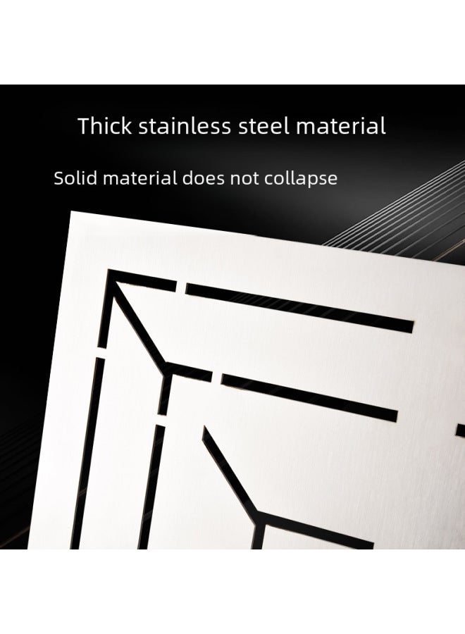 Flower-shaped Floor Drain Ruler Multi-functional Design Tile Measuring Locator Thickened Stainless Steel Special-shaped Angle Ruler Bricklayer Tools-Model:Stainless Steel (20x 20cm)50 Holes - Image 4