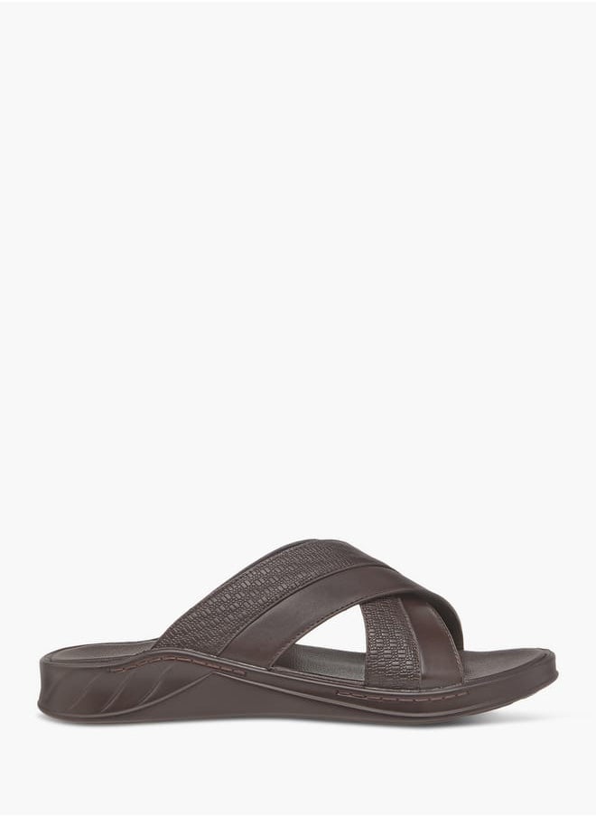 LBL by Shoexpress Mens Textured Cross Strap Slip-On Arabic Sandals  - Image 1