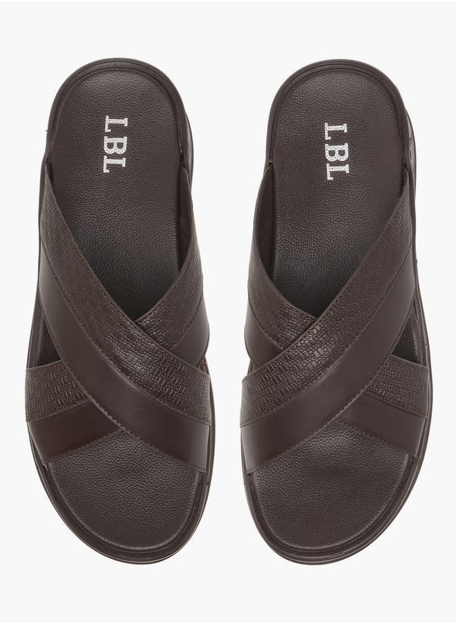 LBL by Shoexpress Mens Textured Cross Strap Slip-On Arabic Sandals  - Image 2