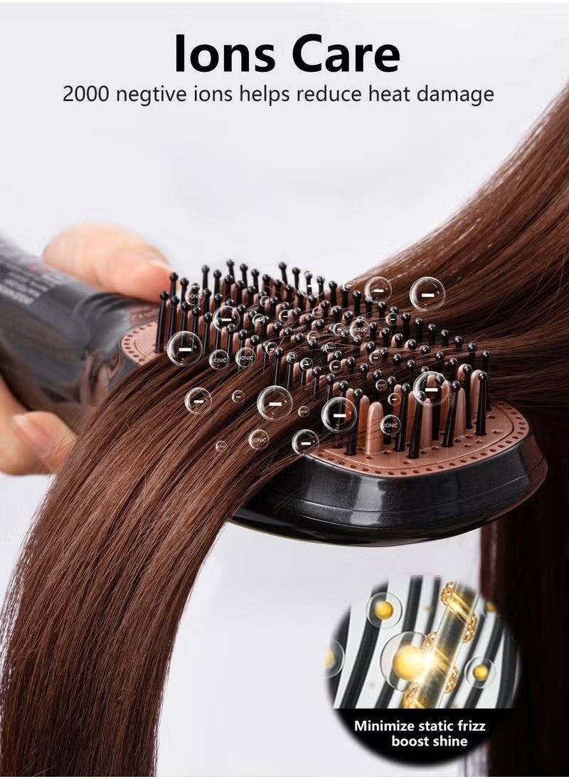 Gonice 1200 Watt Hair Dryer Brush Ceramic Dryer And Styler 2 In 1 Professional Black/Beige  - Image 3