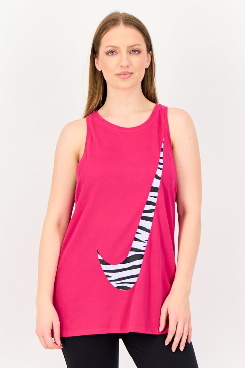 Nike Women Standard Fit Sleeveless Training Tank Top, Dark Pink - Image 1