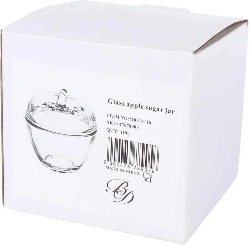 بي آند دي B&D برطمان سكر زجاجي على شكل تفاحة مع غطاء – وعاء تخزين كريستالي شفاف - Image 5