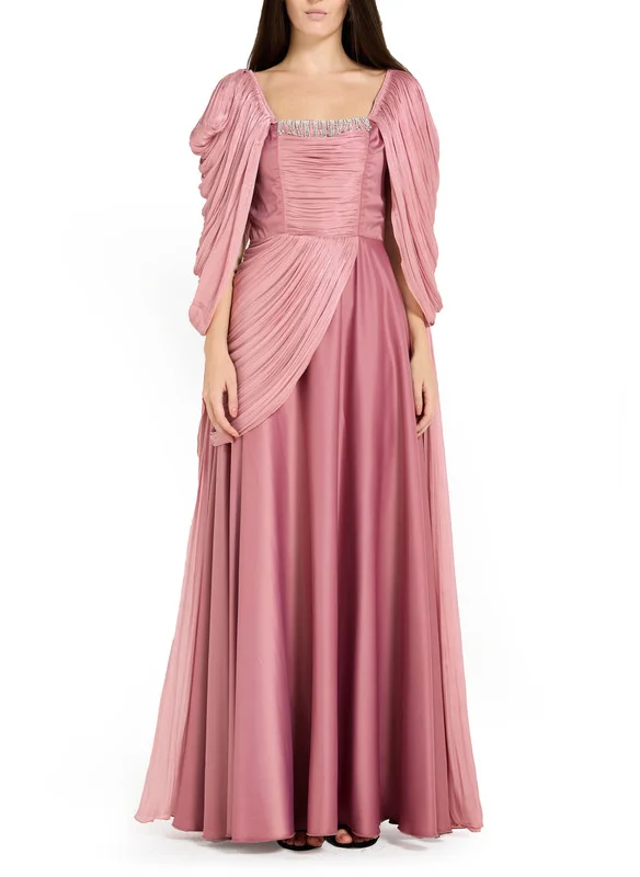 Amri Draped Satin Long Dress