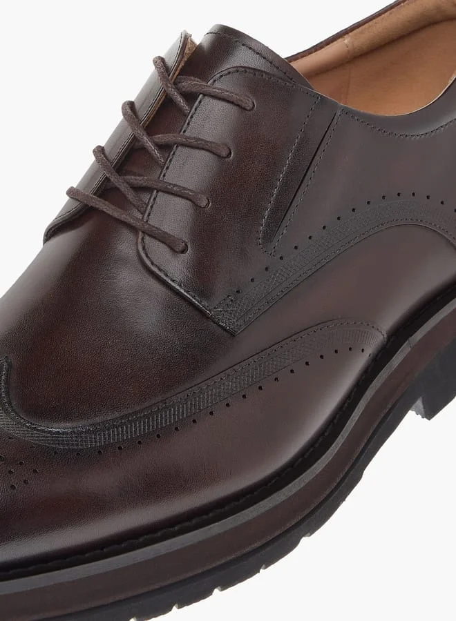 DUCHINI Men's Perforated Derby Shoes with Lace-Up Closure