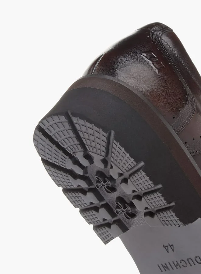 DUCHINI Men's Perforated Derby Shoes with Lace-Up Closure