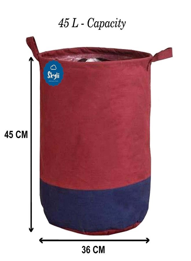 SKYLII Laundry Bag 45 L Durable and Collapsible Laundry storage Bag with Handles Clothes & Toys Storage Foldable Laundry Bag for Dirty Clothes Pack of 2 Pc 1 Maroon 1 Multicolour - Image 2