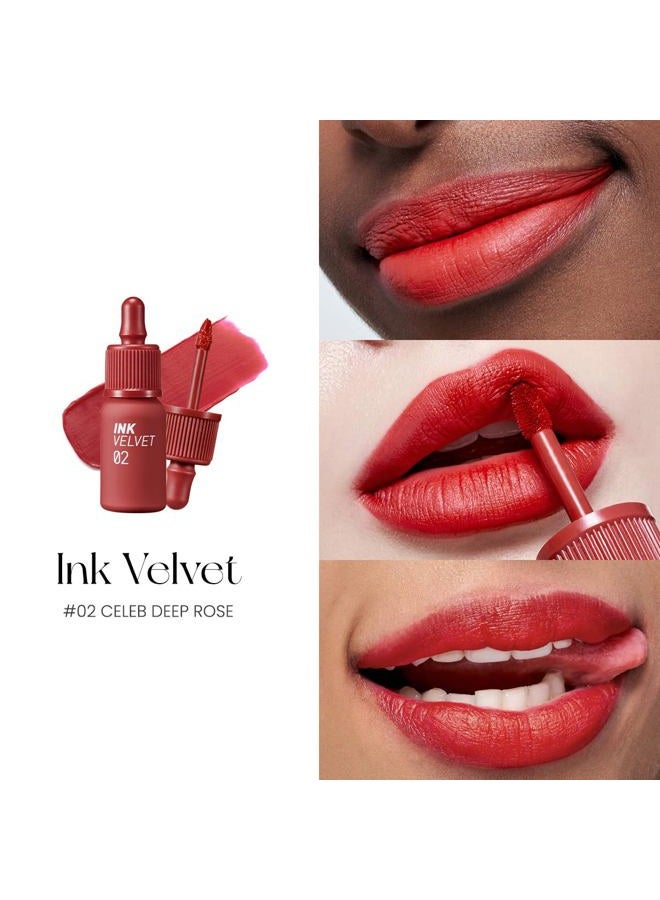 Peripera تلوين الشفاه المخملي - لون عالي الصبغة، يدوم طويلاً، خفيف الوزن، غير مختبر على الحيوانات، خالي من الجلوتين، خالي من البارابين (002 وردة عميقة مشهورة (جديد)) - Image 3