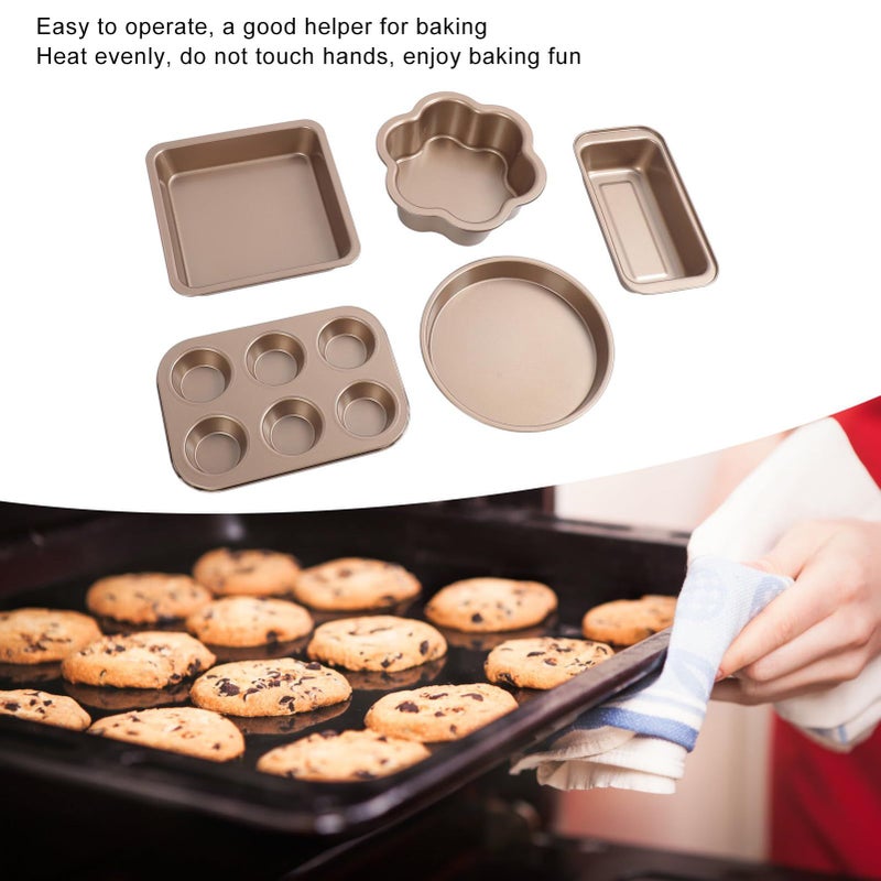 6Pcs Carbon Steel Bakeware Set With Loose Bottom For Muffin Pizza Toast Black - Image 5