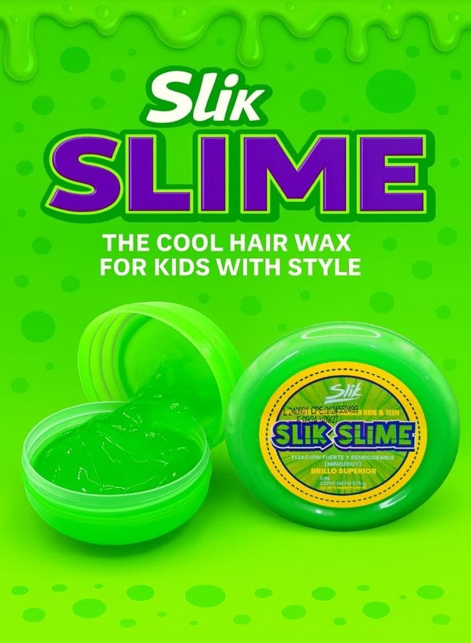 SLIK Slime for Kids & Teens 4.4oz - Green Hair Gel for Boys & Girls, Strong Hold Styling for Braids, Curls & Twists, Sulfate-Free, Paraben-Free, Cruelty-Free Hair Product - Image 4