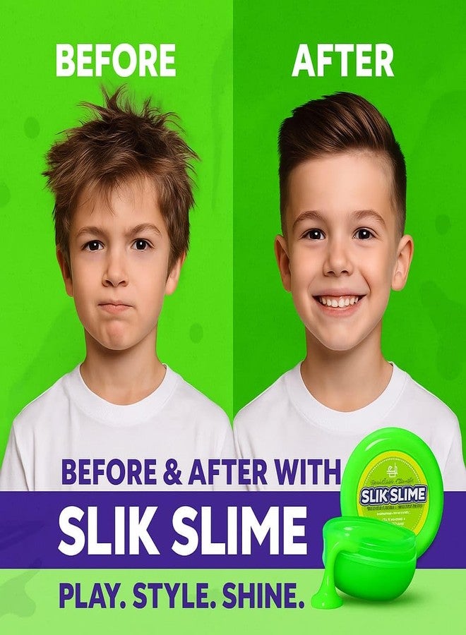 SLIK Slime for Kids & Teens 4.4oz - Green Hair Gel for Boys & Girls, Strong Hold Styling for Braids, Curls & Twists, Sulfate-Free, Paraben-Free, Cruelty-Free Hair Product - Image 5