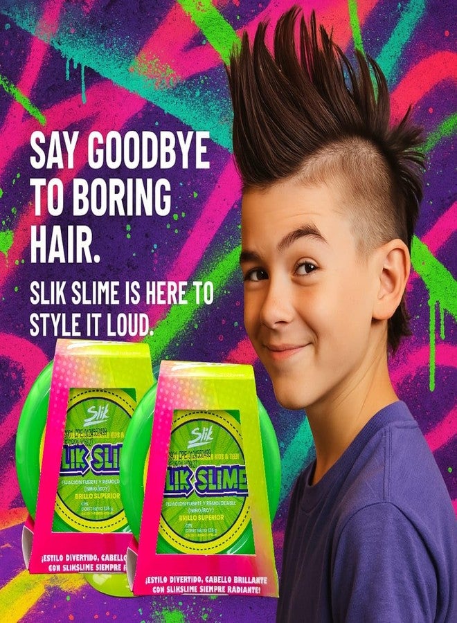SLIK Slime for Kids & Teens 4.4oz - Green Hair Gel for Boys & Girls, Strong Hold Styling for Braids, Curls & Twists, Sulfate-Free, Paraben-Free, Cruelty-Free Hair Product - Image 3