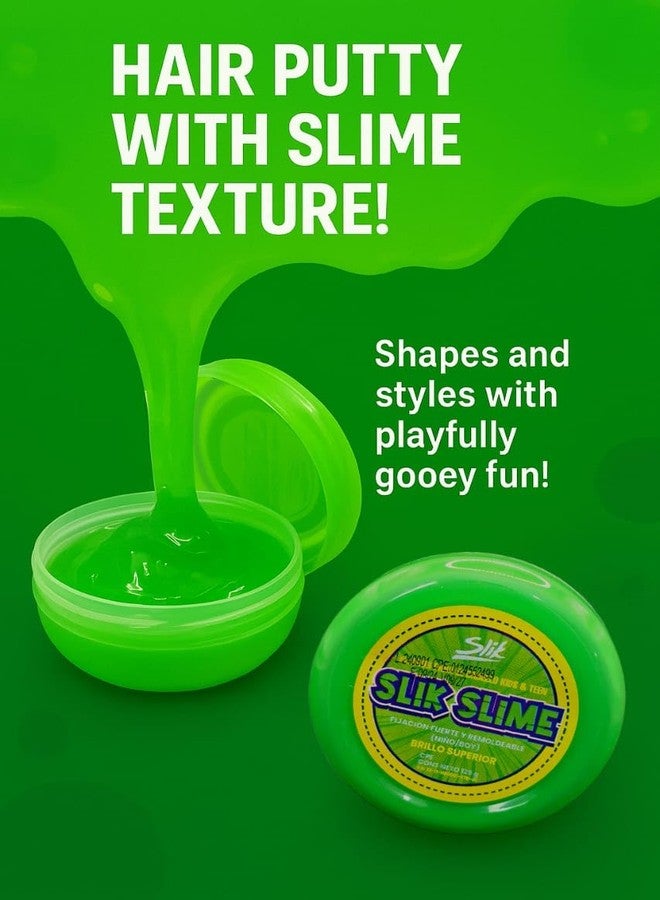 SLIK Slime for Kids & Teens 4.4oz - Green Hair Gel for Boys & Girls, Strong Hold Styling for Braids, Curls & Twists, Sulfate-Free, Paraben-Free, Cruelty-Free Hair Product - Image 2