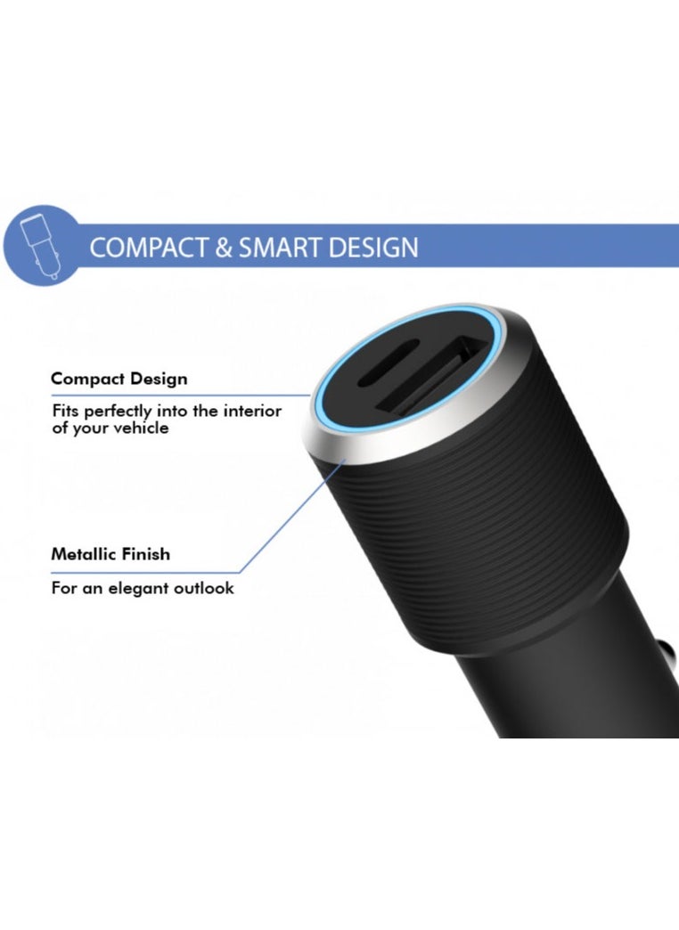 FORCE Force Power Lite Dual 37W 12 & 25W USB A and C PD Power Delivery Car Charger Lifetime Warranty Black  - Image 3