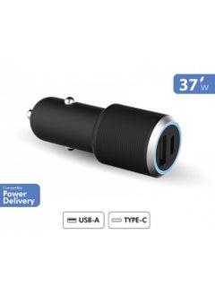 FORCE Force Power Lite Dual 37W 12 & 25W USB A and C PD Power Delivery Car Charger Lifetime Warranty Black  - Image 4