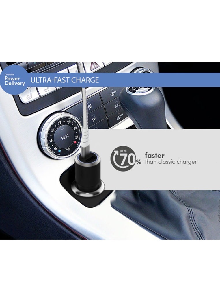 FORCE Force Power Lite Dual 37W 12 & 25W USB A and C PD Power Delivery Car Charger Lifetime Warranty Black  - Image 5