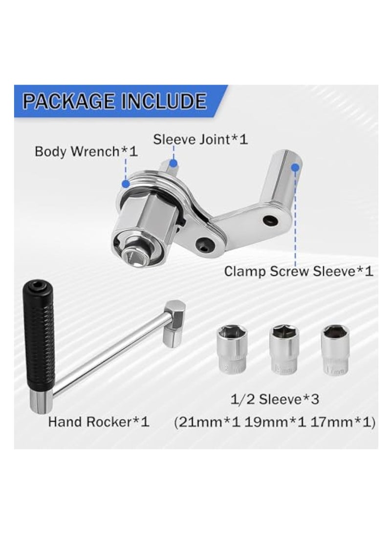 Torque Multiplier, Heavy Duty Torque Multiplier Wrench Set,  Click Torque Wrench with Bit Sockets, for Lug Nut Remover 1/2 Drive 1:16 Labor Saving Wrench with 17mm/19mm/21mm Sockets