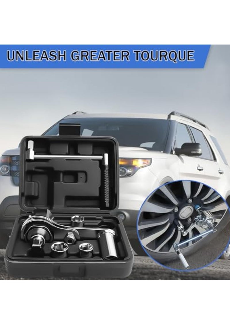 Torque Multiplier, Heavy Duty Torque Multiplier Wrench Set,  Click Torque Wrench with Bit Sockets, for Lug Nut Remover 1/2 Drive 1:16 Labor Saving Wrench with 17mm/19mm/21mm Sockets