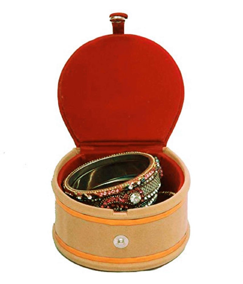 Kuber Industries Kuber Industries Wooden Velvet Small Round Bangle Box (Maroon) -CTKTC038959  - Image 1