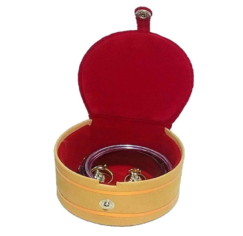 Kuber Industries Kuber Industries Wooden Velvet Small Round Bangle Box (Maroon) -CTKTC038959  - Image 4