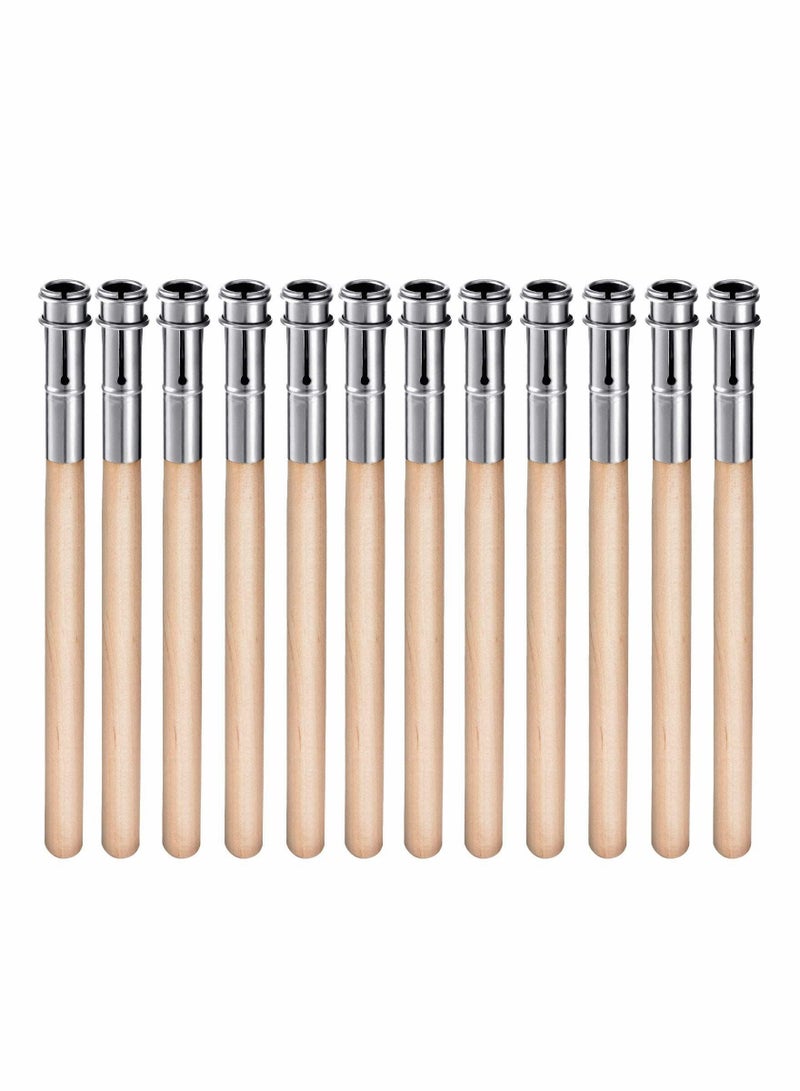Excefore Wooden Pencil Extenders Art Pencil Lengthener Crayon Extension with Aluminum Handle for School Office Supplies 12 Pieces  - Image 1