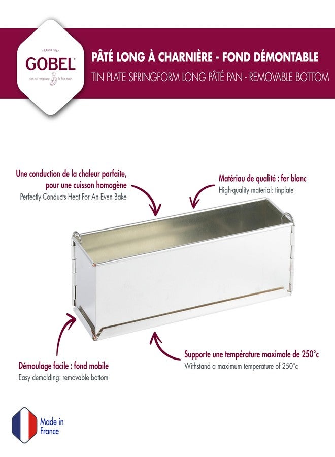 Gobel Long Pate Mold - Removable Bottom - Tin Plate - 15 3/4" x 3 1/8" - Image 2