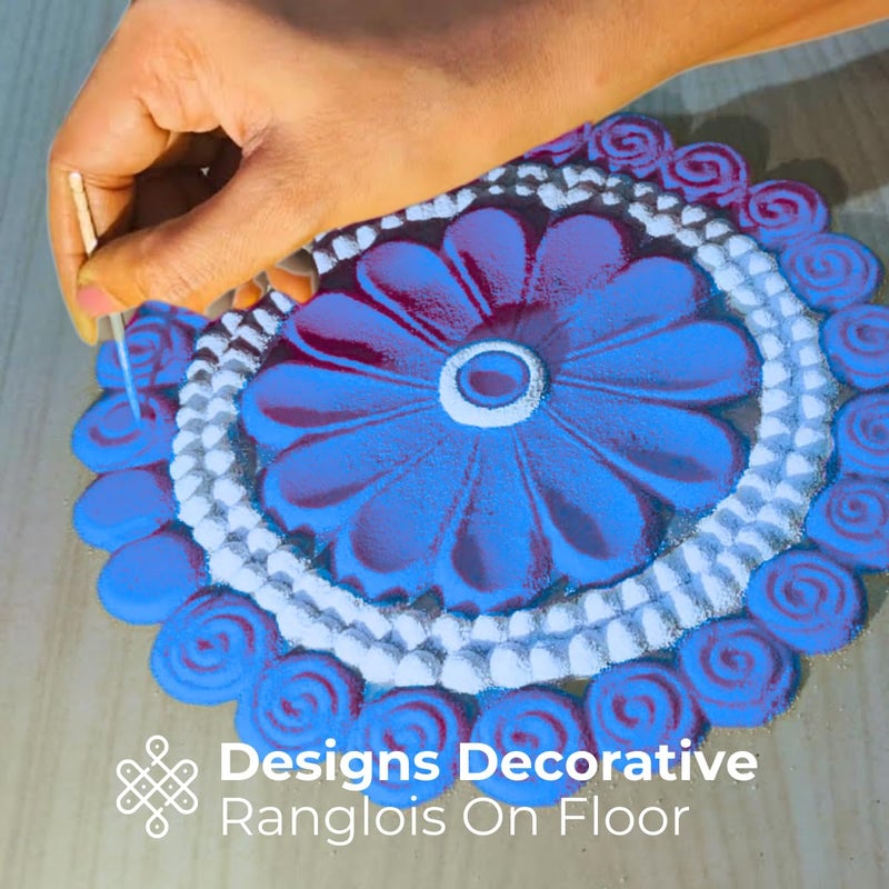 A1 A1 Rangoli Powder Muggu Pindi Box 300 GMS for Floor Art and Festival Decoration Peacock Blue  - Image 3