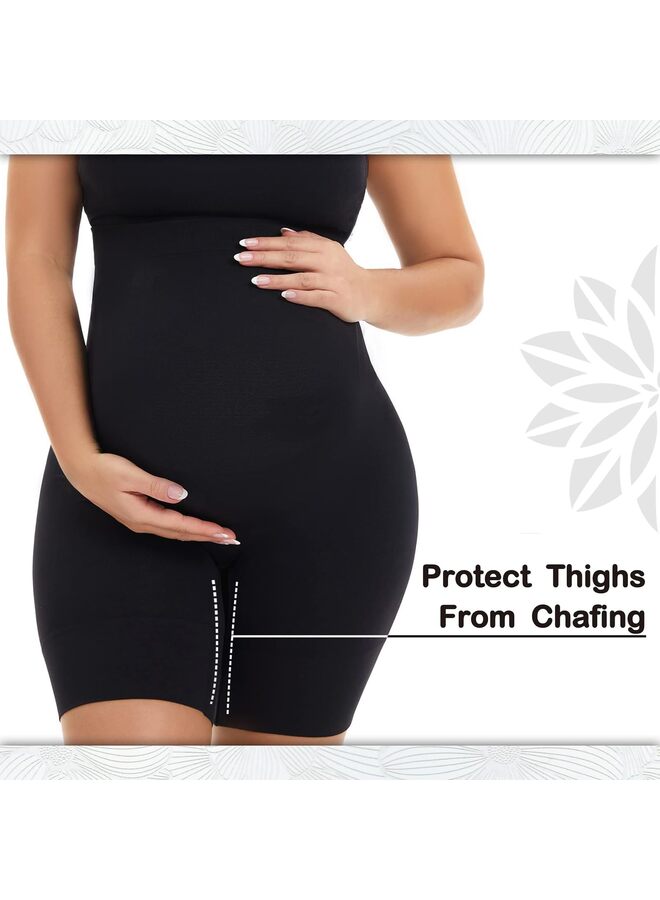 Maternity Underwear High Waisted Maternity Shapewear Mid-Thigh Pregnancy Underwear Chaffing Soft Adominal Support Maternity Dress for Photoshoot BLACK-M, One Size - Image 2