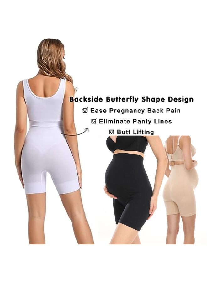 Maternity Underwear High Waisted Maternity Shapewear Mid-Thigh Pregnancy Underwear Chaffing Soft Adominal Support Maternity Dress for Photoshoot BLACK-M, One Size - Image 3