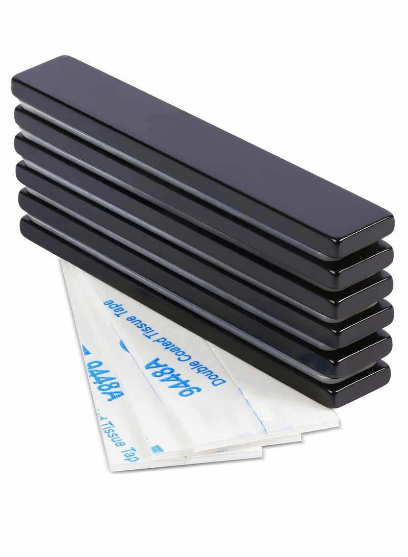 SYOSI 6 Pack Waterproof Powerful Neodymium Bar Magnets Strong Rare Earth with Epoxy Coating and Double Sided Adhesive for Fridge Scientific Shower Door Office etc 60x10x3mm  - Image 1