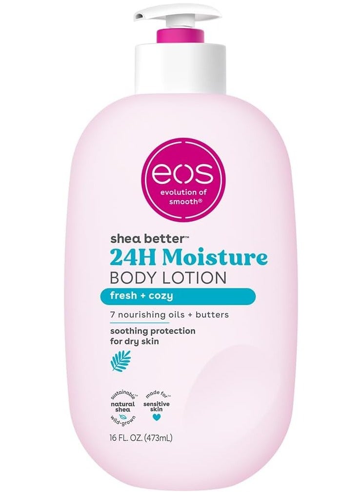 eos Shea Better Body Lotion Fresh & Cozy, 24-Hour Moisture Skin Care, Lightweight & Non-Greasy, Made with Natural Shea, Vegan 473ml - Image 1