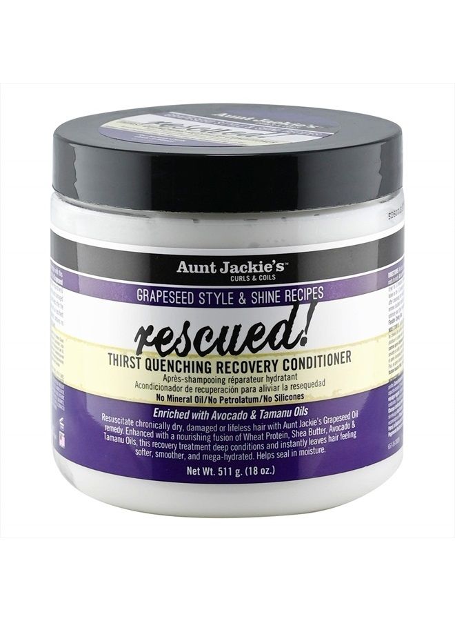 Aunt Jackie's Grapeseed Style and Shine Recipes Rescued Thirst Quenching Hair Recovery Conditioner Repair Treatment, Seals in Moisture, 18 oz - Image 1