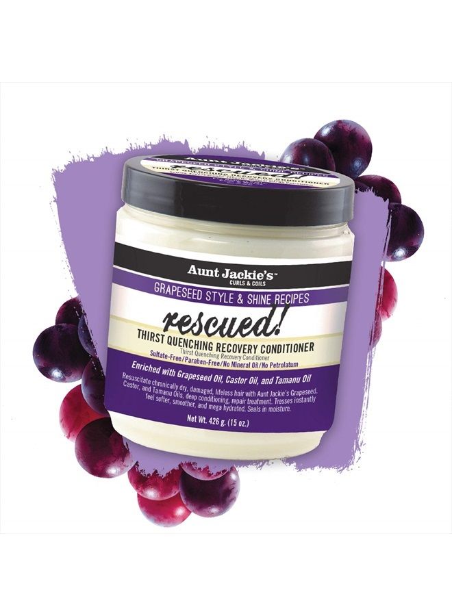 Aunt Jackie's Grapeseed Style and Shine Recipes Rescued Thirst Quenching Hair Recovery Conditioner Repair Treatment, Seals in Moisture, 18 oz - Image 4