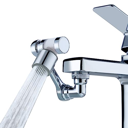 HAPPUP 1080°Swivel Faucet Extender with Filter, Sink Water Faucet Aerator Extension in Brass, Swivel Robotic Arm Bathroom Faucet Extender, Kitchen Rotating Extension with 2 Mode Splash - Image 1