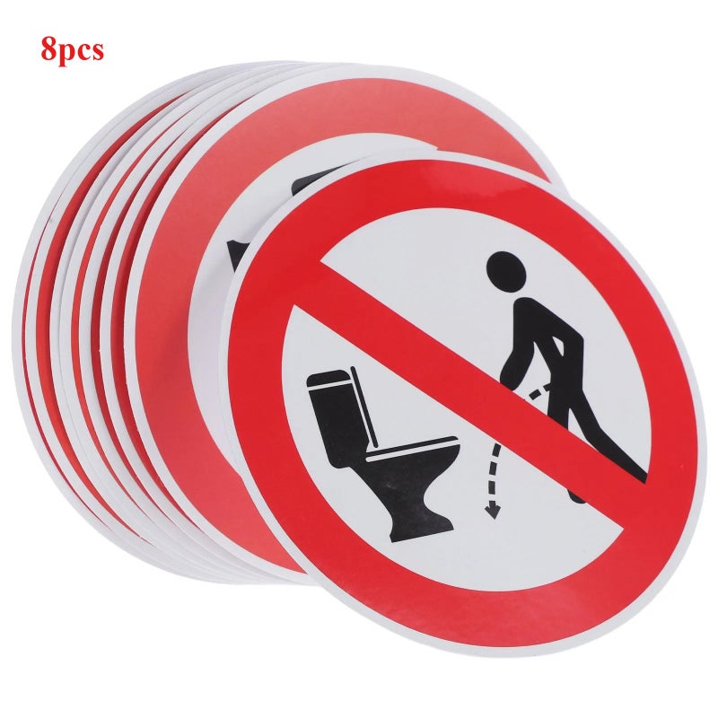 Set Of 8 Toilet Warning Labels For Proper Aiming And Civility In Public Restrooms Ideal For Shopping Malls - Image 1
