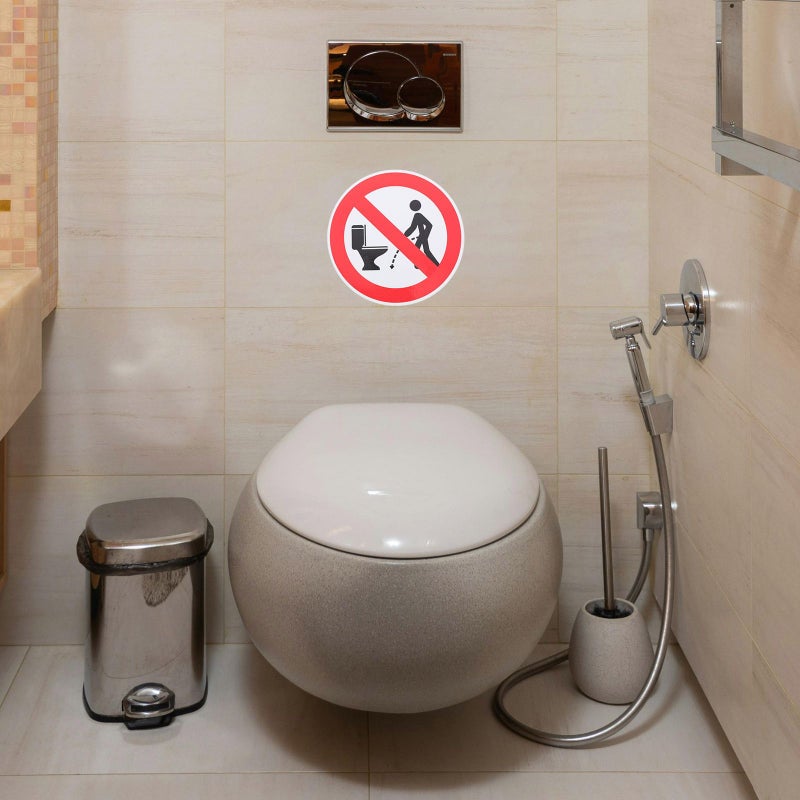 Set Of 8 Toilet Warning Labels For Proper Aiming And Civility In Public Restrooms Ideal For Shopping Malls - Image 3