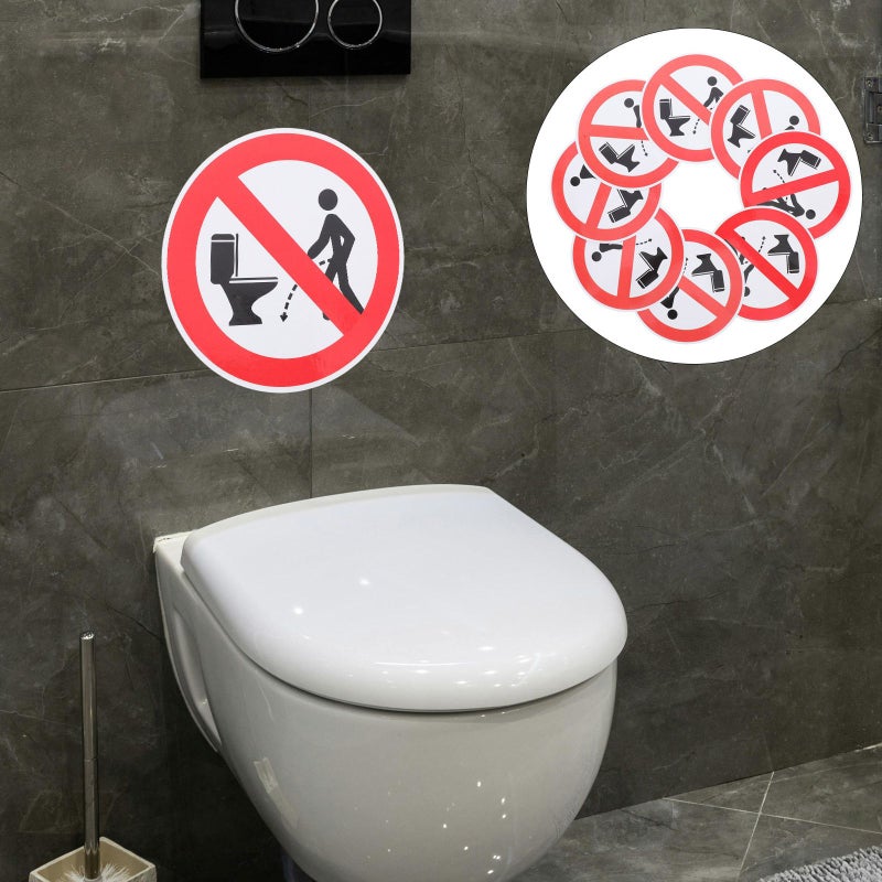Set Of 8 Toilet Warning Labels For Proper Aiming And Civility In Public Restrooms Ideal For Shopping Malls - Image 2