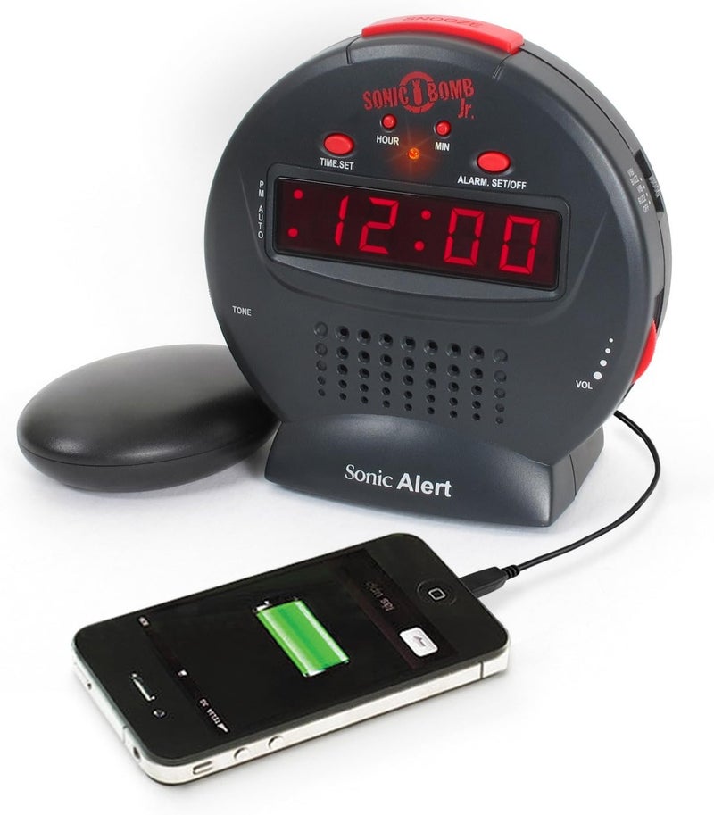 Sonic Alert SBJ525SS Vibrating Alarm Clock with Bed Shaker, Black/Red - Image 1
