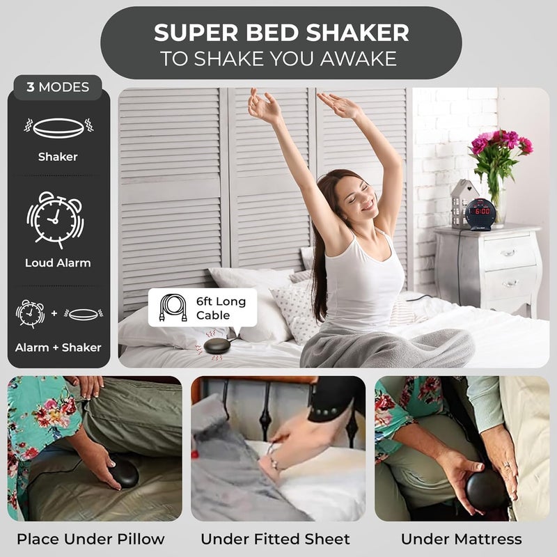 Sonic Alert SBJ525SS Vibrating Alarm Clock with Bed Shaker, Black/Red - Image 4
