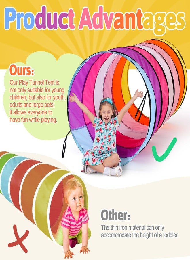 PullCrease 27.6 Inch Large Play Tunnel for Kids Colorful Play Tent Crawl Tunnel Toddlers Babies Children or Dogs, Collapsible Gift for Boy Girl Toys Indoor Outdoor(2 Pcs) - Image 4