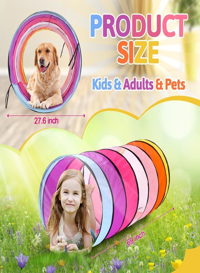 PullCrease 27.6 Inch Large Play Tunnel for Kids Colorful Play Tent Crawl Tunnel Toddlers Babies Children or Dogs, Collapsible Gift for Boy Girl Toys Indoor Outdoor(2 Pcs) - Image 2