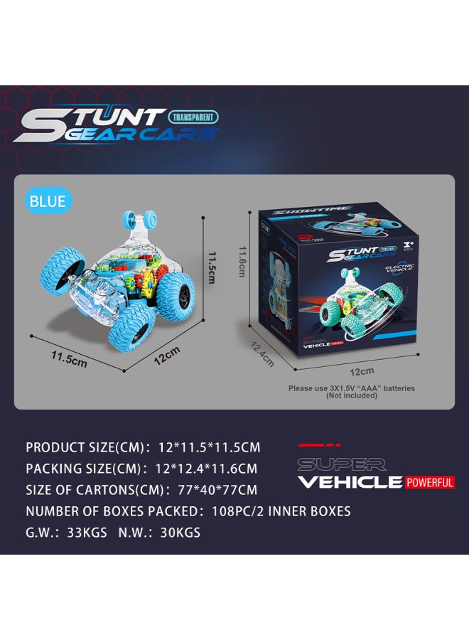 Children's Electric Remote Control Car 360 Rotating Stunt Dipper Boy Flash Model Toy-Color:Blue-electric Cone Dump Truck-Proportion:Color Box - Image 1