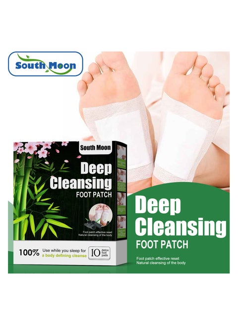 10Pieces Deep Cleansing Foot Patch Natural Ginger Powder Bamboo Vinegar Foot Patches for Foot Care, Adhesive Sheets for Pain Relief, Relieve Stress, Improve Sleep, Relaxation